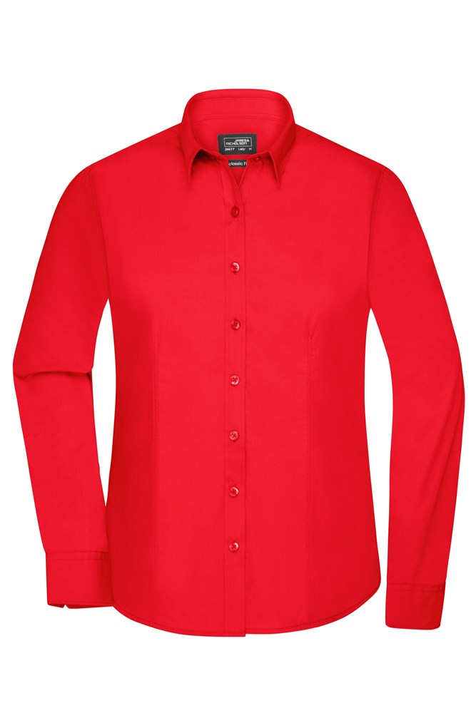 Ladies' Shirt Longsleeve Poplin - Tomato (ca. Pantone 186C)