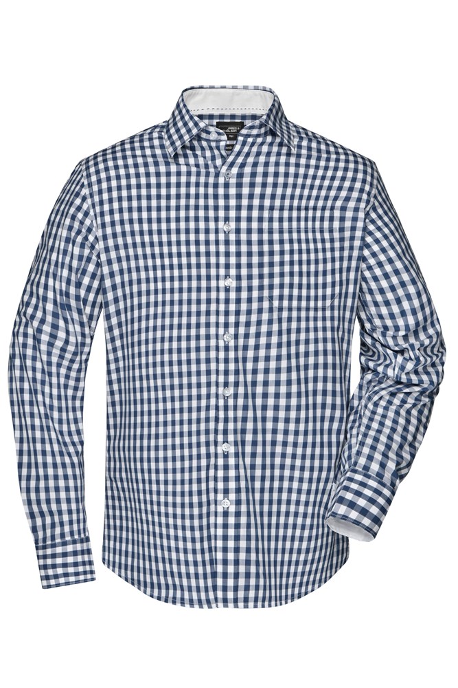 Men's Checked Shirt - Navy/white (ca. Pantone 533C
white)