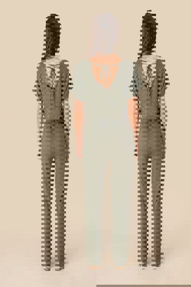 SP5004 - Overall aus Leinenstrickstoff mit kurzen Ärmeln für Damen