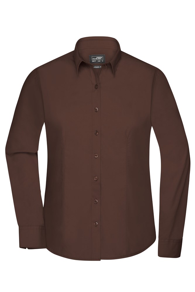 Ladies' Shirt Longsleeve Poplin - Brown (ca. Pantone 476C)