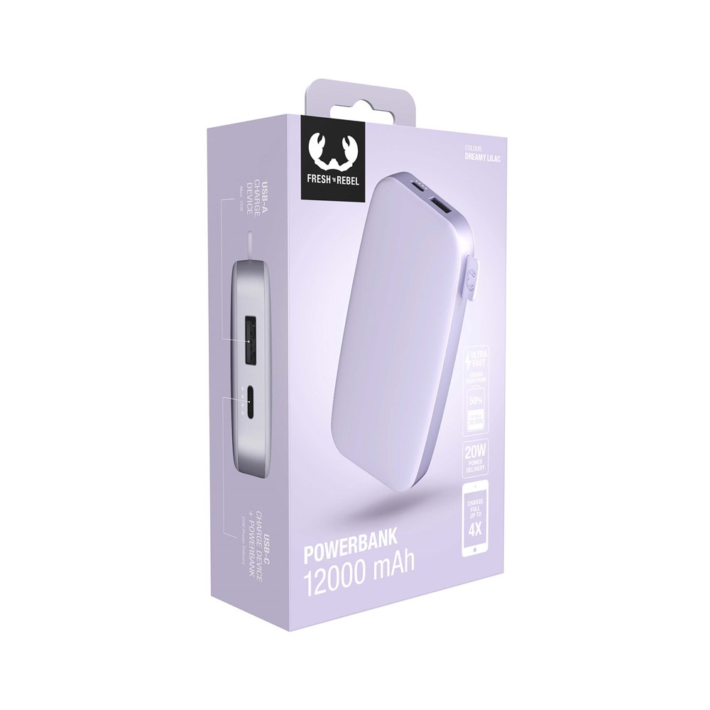 Fresh 'n Rebel Powerbank 12000 mAh USB-C Dreamy Lilac